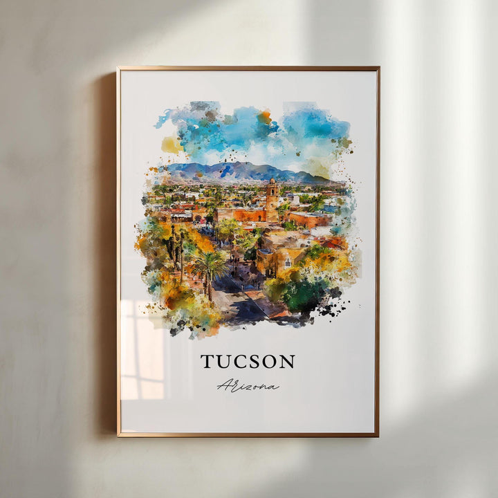 Tucson AZ Wall Art, Tucson Print, Tucson Watercolor Art, Pima County Gift, Travel Print, Travel Poster, Housewarming Gift