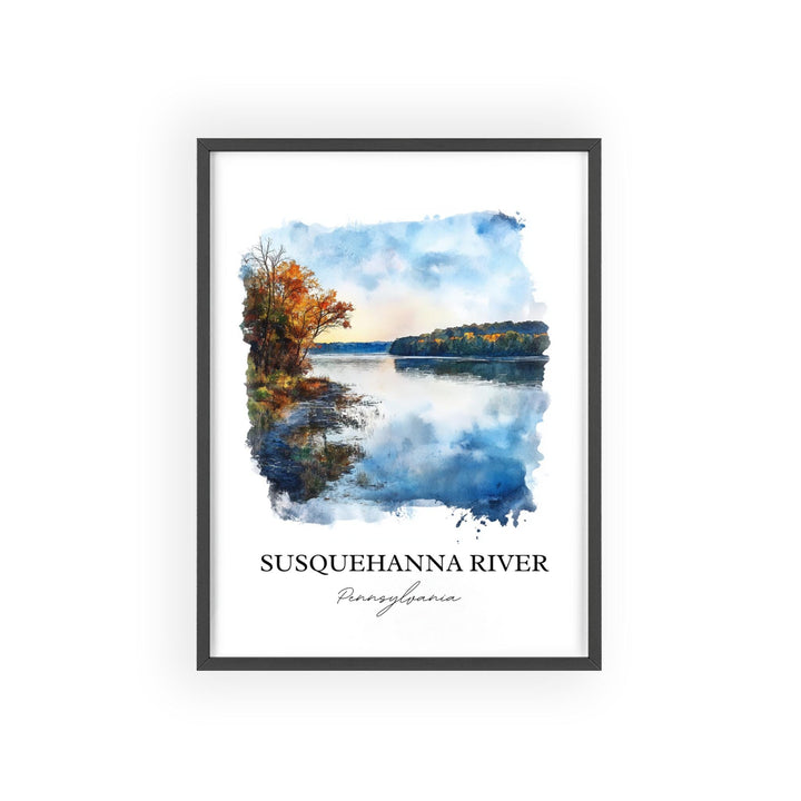 Susquehanna River Wall Art, Pennsylvania Print, PA Watercolor Art, Susquehanna River Gift, Travel Print, Travel Poster, Housewarming Gift