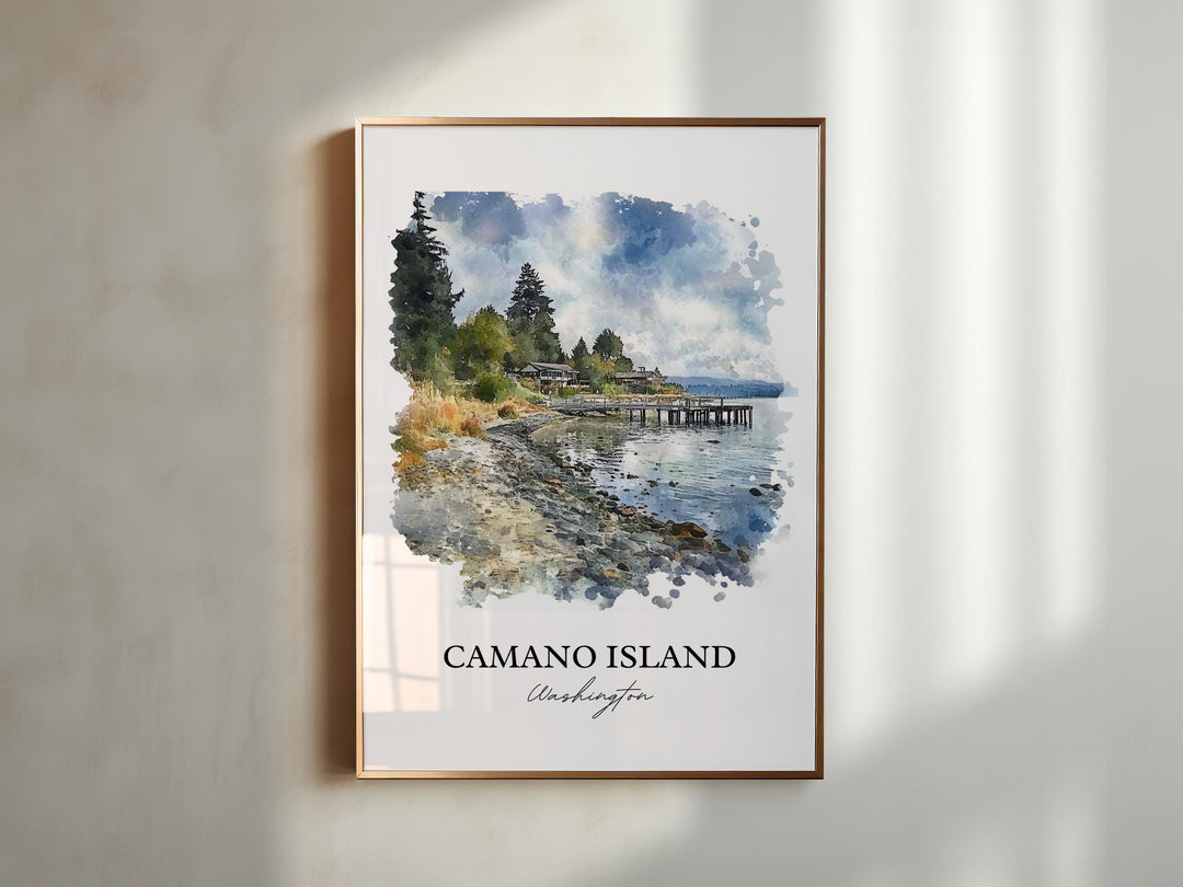 Camano Island Wall Art, Camano WA Print, Washington Watercolor Art, Camano Island Gift, Travel Print, Travel Poster, Housewarming Gift