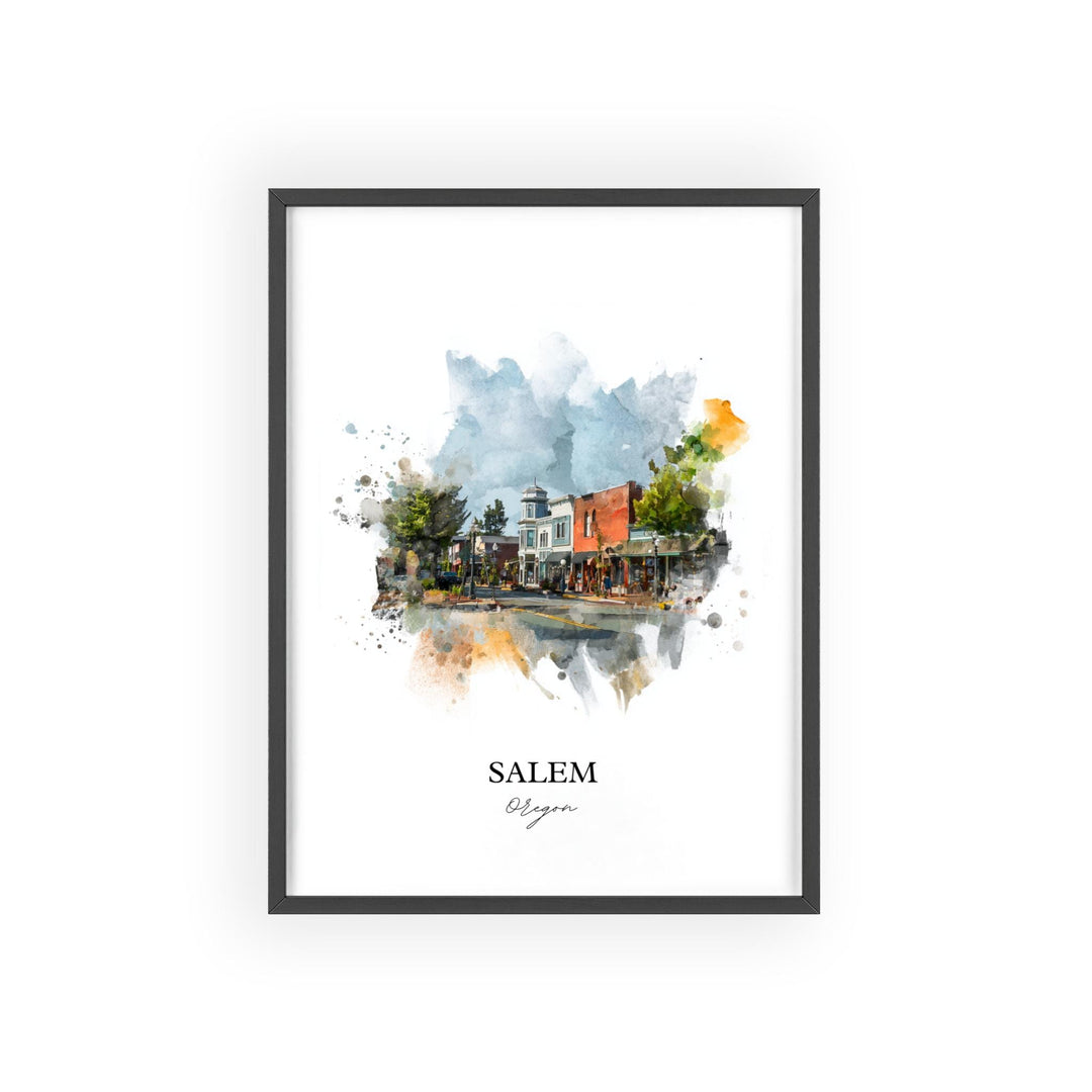Salem Oregon Wall Art, Salem Print, Salem Watercolor Art, Salem Oregon Gift, Travel Print, Travel Poster, Housewarming Gift