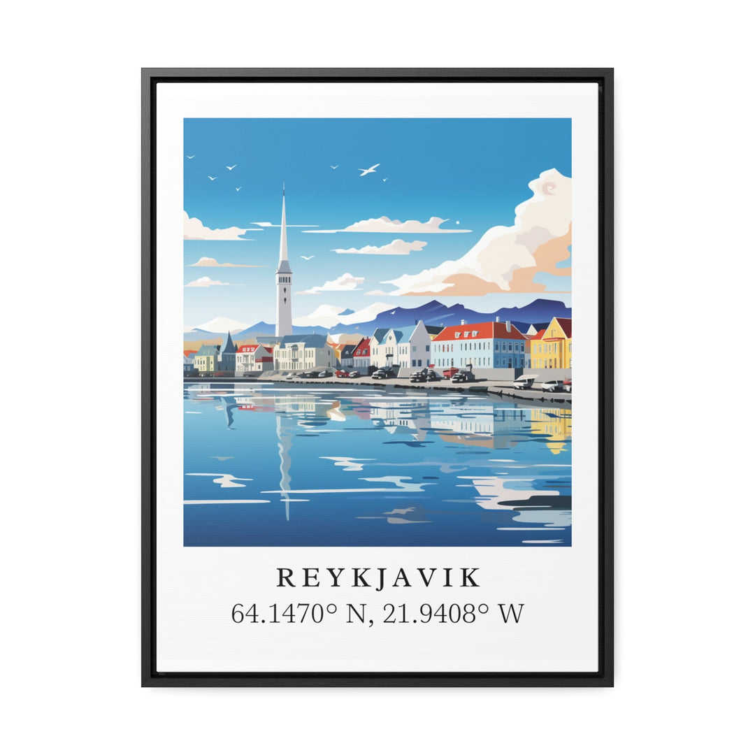 Reykjavik traditional travel art - Iceland, Reykjavik poster, Wedding gift, Birthday present, Custom Text, Personalised Gift