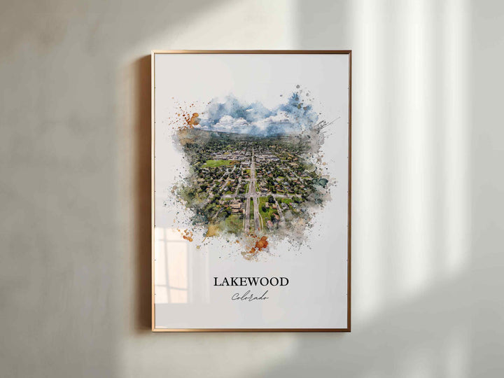 Lakewood CO Wall Art, Lakewood Print, Colorado Watercolor Art, Jefferson County CO Gift, Travel Print, Travel Poster, Housewarming Gift