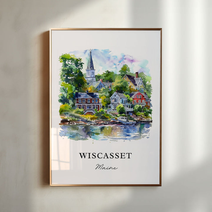 Wiscasset Maine Wall Art, Wiscasset Print, Wiscasset Watercolor, Wiscasset Maine Gift,