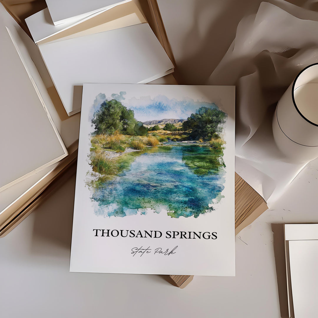 Thousand Springs State Park Wall Art, Idaho Print, Idaho Watercolor Art, Malad Gorge Gift, Travel Print, Travel Poster, Housewarming Gift