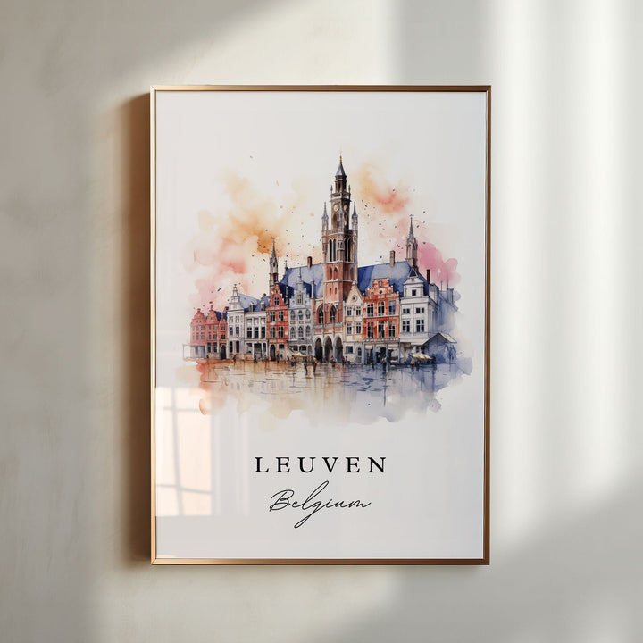 Leuven Belgium wall art - Belgium, Leuven poster print, Leuven Belgium Wedding gift, Birthday present, Custom Text, Perfect Gift