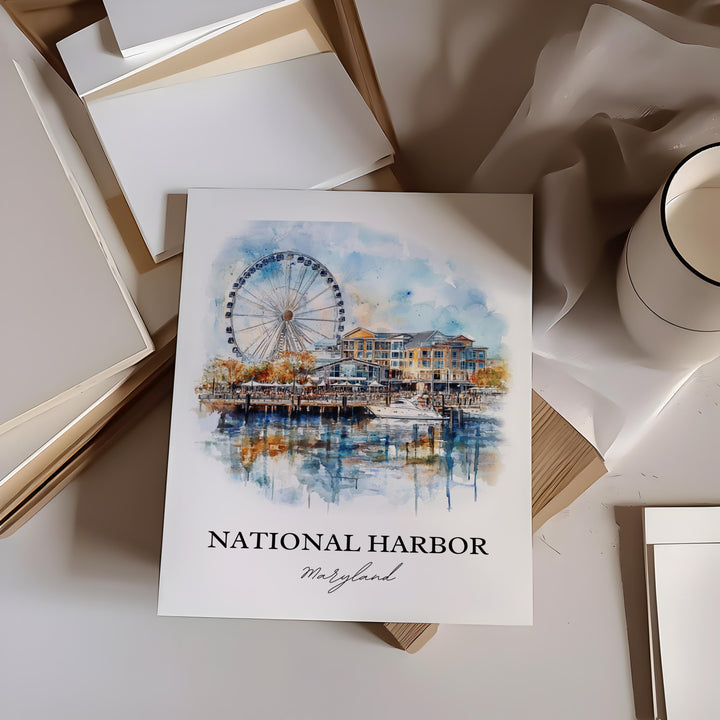 National Harbor, Maryland – Watercolor Art Print