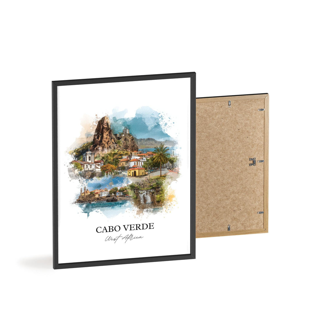 Cabo Verde Wall Art, West Africa Print, Cabo Verde Watercolor Art, Cabo Verde Gift, Travel Print, Travel Poster, Housewarming Gift