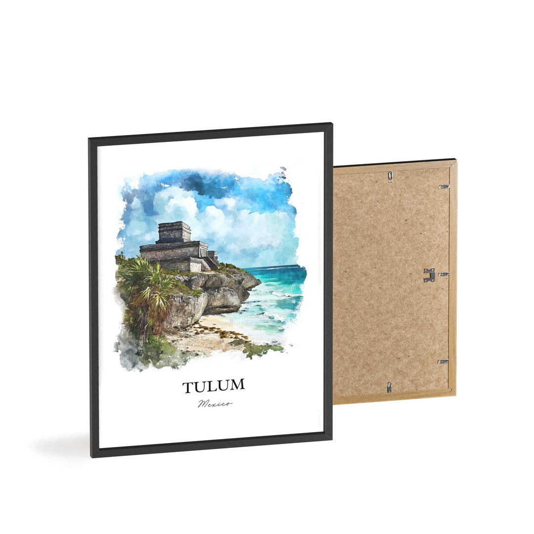 Tulum Wall Art, Tulum MX Print, Tulum Watercolor Art, Tulum Mexico Gift, Travel Print, Travel Poster, Housewarming Gift