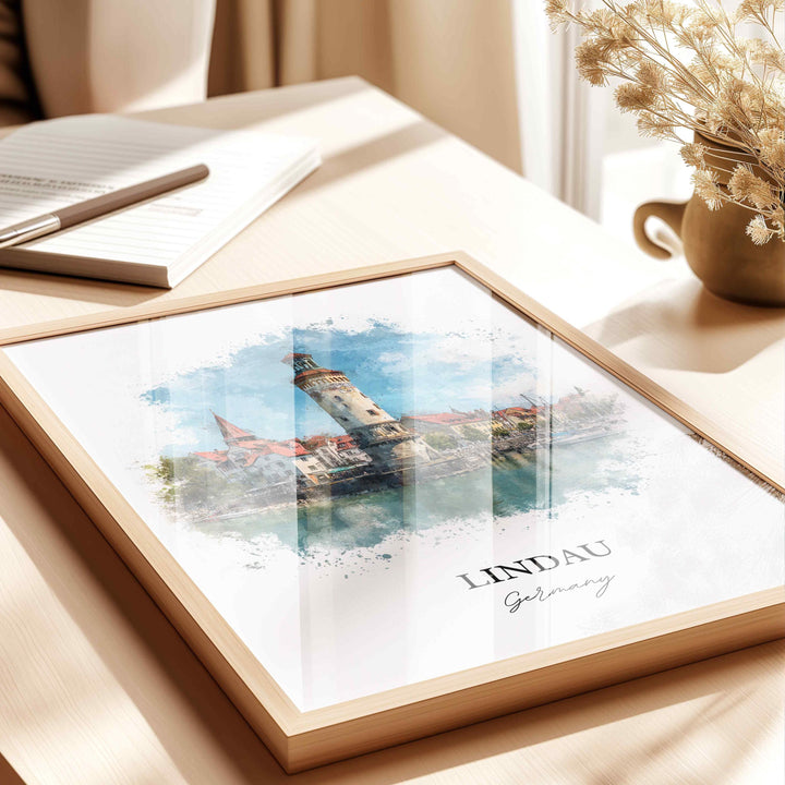 Lindau, Germany – Watercolor Art Print