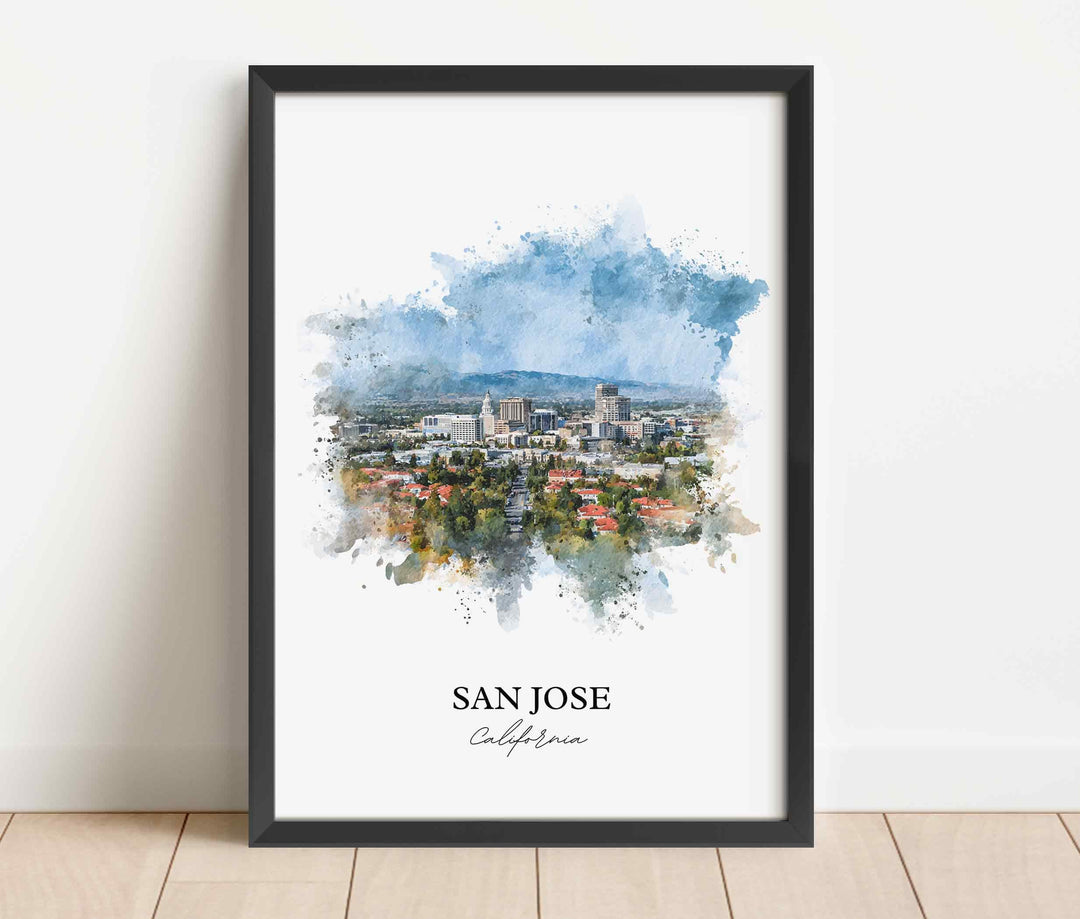 San Jose, CA – Watercolor Art Print