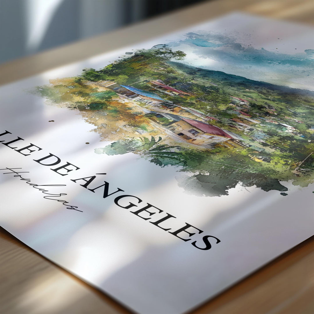Valle de Ángeles Wall Art, Honduras Print, Honduras Watercolor Art, Valle de Ángeles Gift, Travel Print, Travel Poster, Housewarming Gift