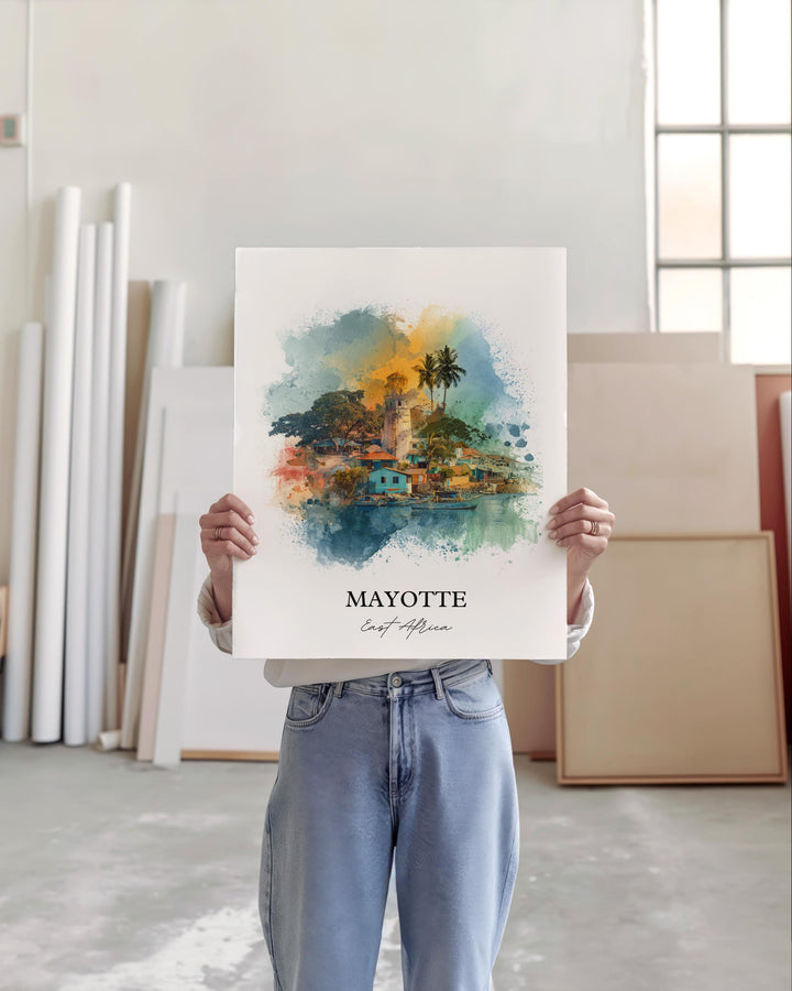 Mayotte Wall Art, Mayotte Print, Mayotte Watercolor Art, East Africa Gift, Travel Print, Travel Poster, Housewarming Gift
