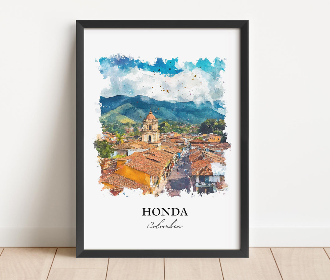 Honda Colombia Wall Art, Tolima Print, Colombia Watercolor Art, Honda Colombia Gift, Travel Print, Travel Poster, Housewarming Gift