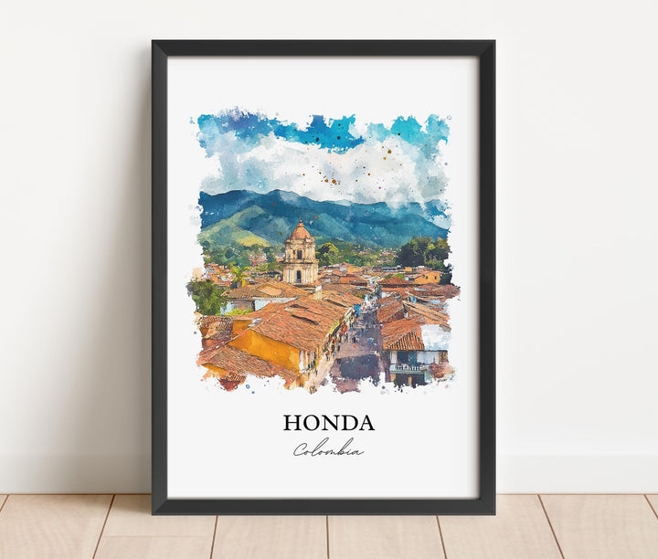 Honda Colombia Wall Art, Tolima Print, Colombia Watercolor Art, Honda Colombia Gift, Travel Print, Travel Poster, Housewarming Gift