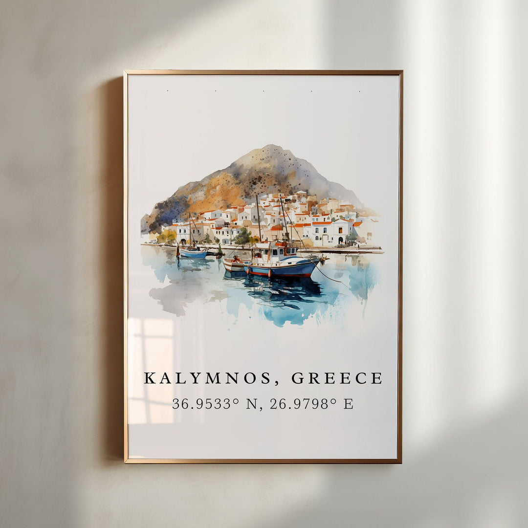 Kalymnos Greece wall art - Greece, Kalymnos poster, Kalymnos Wedding gift, Birthday present, Custom Text, Personalised Gift