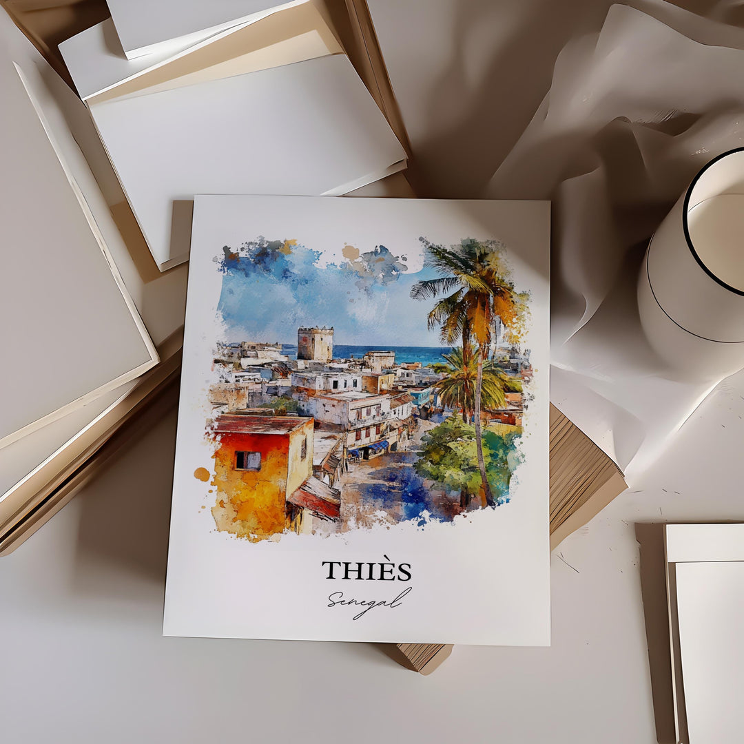 Thiés Wall Art, Thiés Senegal Print, Senegal Watercolor Art, Senegal Africa Gift, Travel Print, Travel Poster, Housewarming Gift