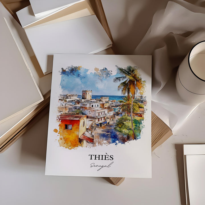 Thiés Wall Art, Thiés Senegal Print, Senegal Watercolor Art, Senegal Africa Gift, Travel Print, Travel Poster, Housewarming Gift