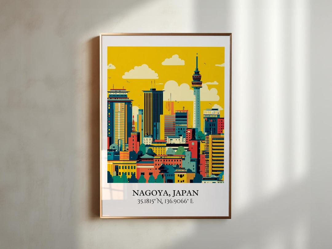 Nagoya Japan Art, Nagoya Retro Travel Art, Nagoya Home Decor, Nagoya Japan Gift, Japan Travel Art, Travel Prints, Housewarming Gift