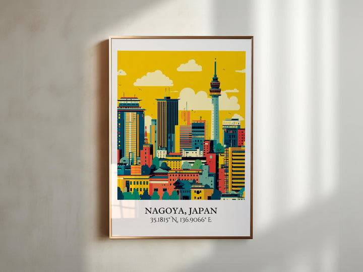 Nagoya Japan Art, Nagoya Retro Travel Art, Nagoya Home Decor, Nagoya Japan Gift, Japan Travel Art, Travel Prints, Housewarming Gift