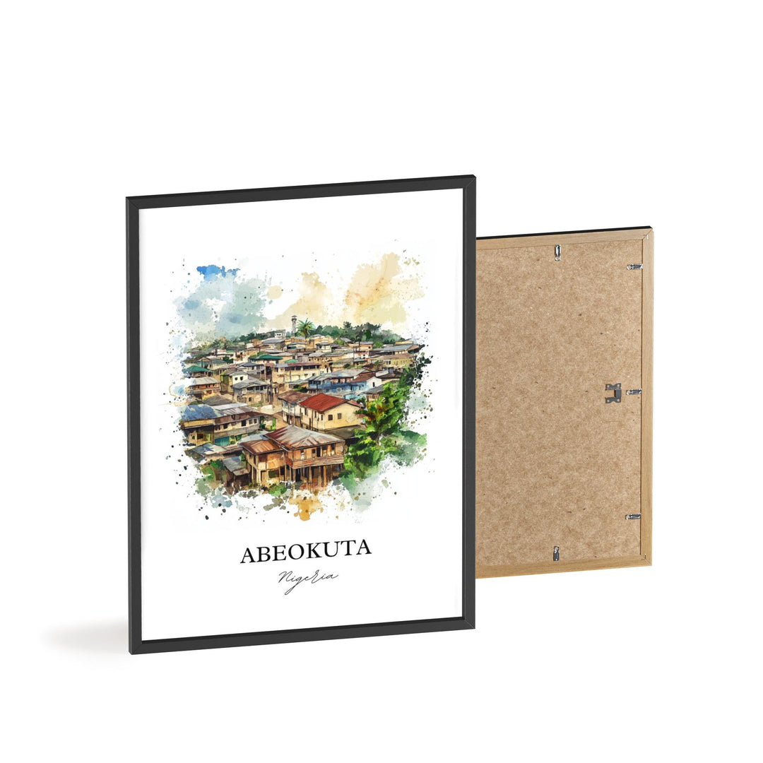 Abeokuta Wall Art, Ogun State Nigeria Print, Nigeria Watercolor Art, Abeokuta Nigeria Gift, Travel Print, Travel Poster, Housewarming Gift
