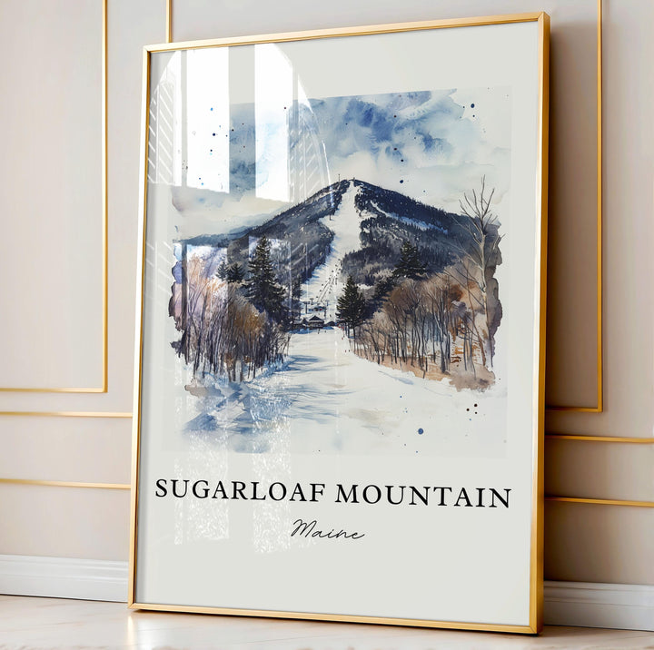 Sugarloaf Mountain ME Art, Sugarloaf Mtn Print, Carrabassett Valley, Franklin County ME Gift,