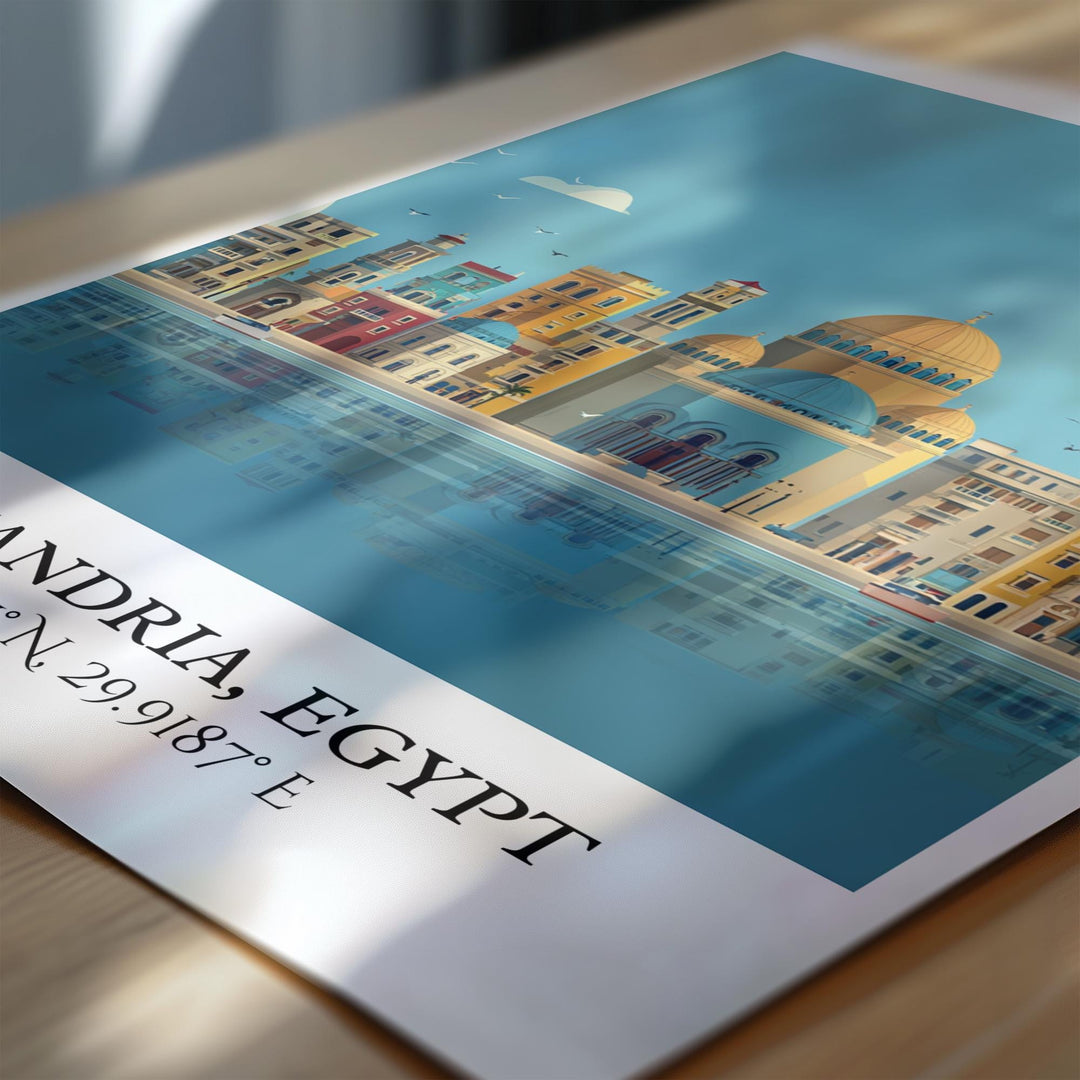 Alexandria Egypt Art, Alexandria Retro Travel Art, Alexandria Home Decor, Egypt Gift, Egypt Travel Art, Travel Prints, Housewarming Gift