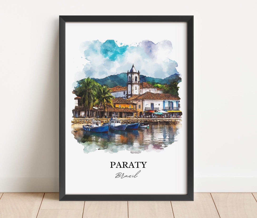 Paraty Brazil Wall Art, Costa Verde Brazil Print, Brazil Watercolor Art, Paraty Brazil Gift, Travel Print, Travel Poster, Housewarming Gift