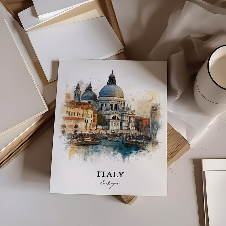 Italy Wall Art, Italy Print, Italy Watercolor Art, Italy Gift, Travel Print, Travel Poster, Housewarming Gift