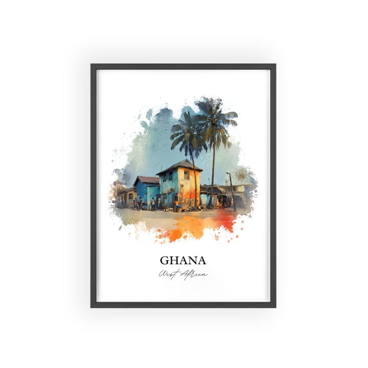 Ghana Wall Art, Ghana Print, Ghana Watercolor Art, Ghana Gift, Travel Print, Travel Poster, Housewarming Gift