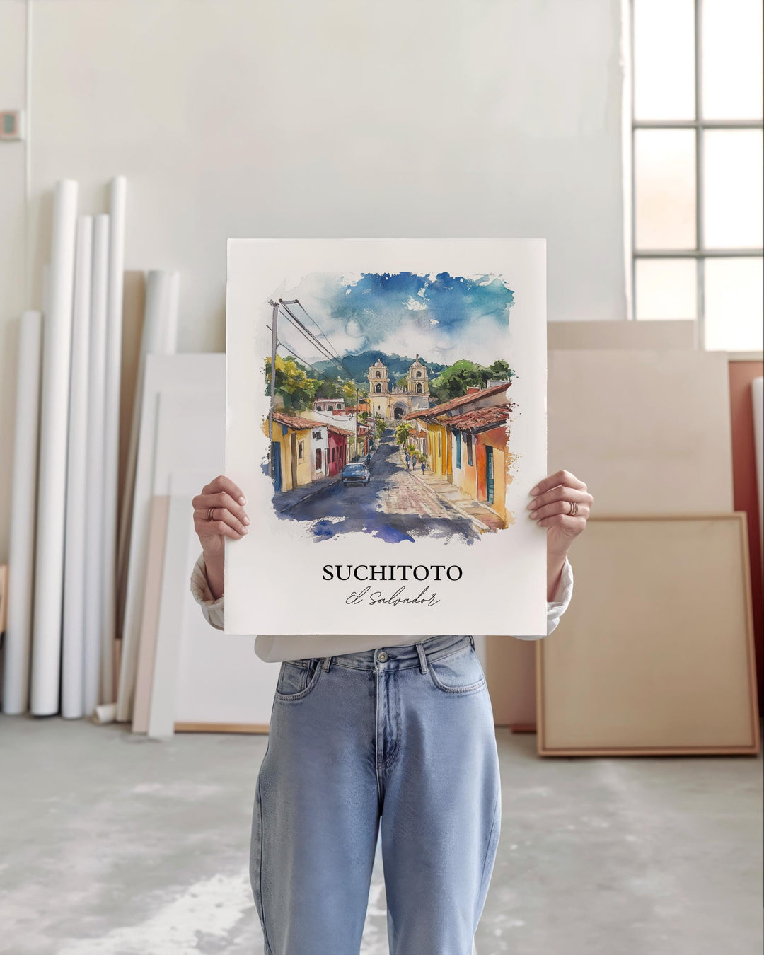 Suchitoto Wall Art, Cuscatlán Print, El Salvador Watercolor Art, Suchitoto Gift, Travel Print, Travel Poster, Housewarming Gift