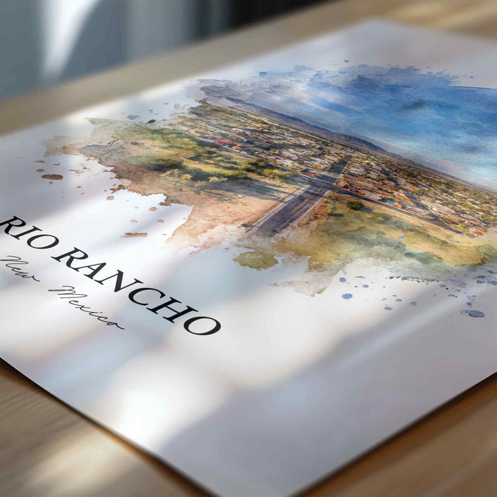 Rio Rancho Wall Art, New Mexico Print, Rio Rancho Watercolor Art, New Mexico Gift, Travel Print, Travel Poster, Housewarming Gift