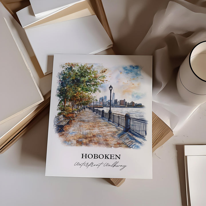 Hoboken NJ Wall Art, Hoboken Print, North Jersey Watercolor Art, Hoboken Gift, Travel Print, Travel Poster, Housewarming Gift