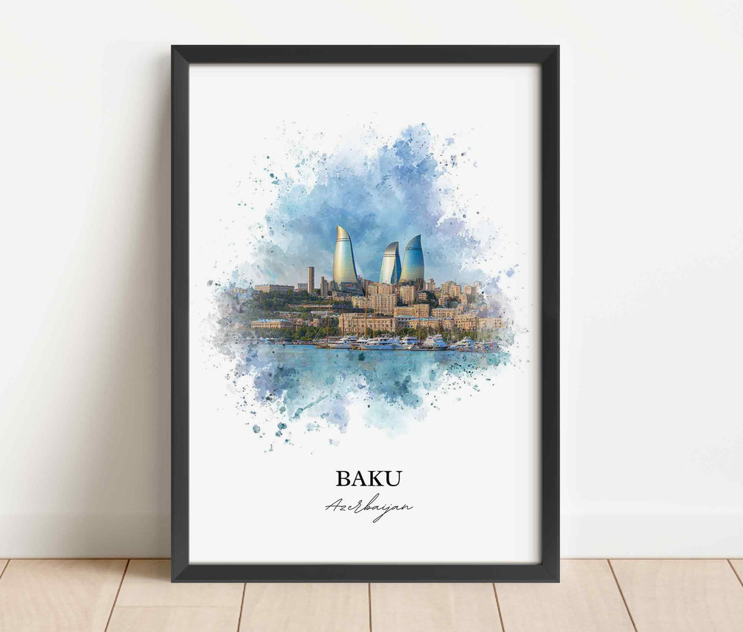 Baku, Azerbaijan – Watercolor Art Print