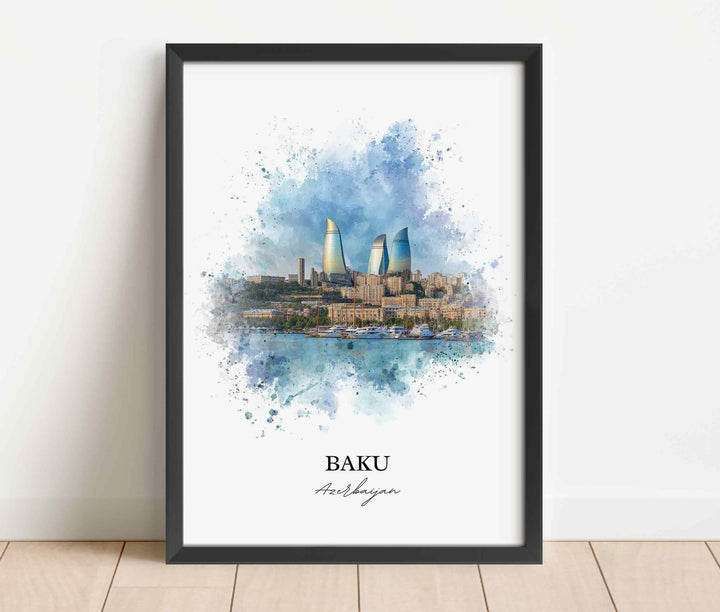 Baku, Azerbaijan – Watercolor Art Print