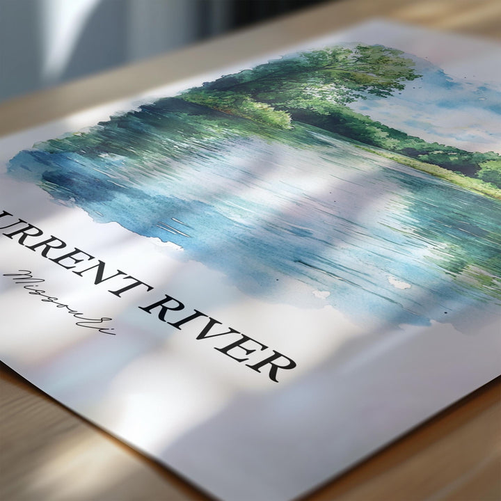 Current River Wall Art, Ozarks Print, Missouri Watercolor Art, Current River MO Gift, Travel Print, Travel Poster, Housewarming Gift