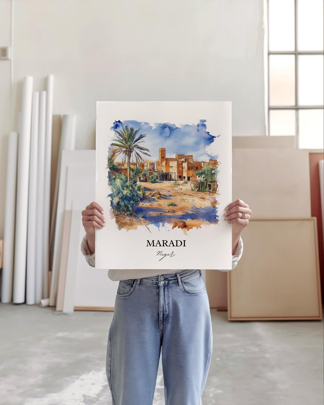 Maradi Niger Wall Art, Niger Print, Niger Watercolor Art, Maradi Niger Gift, Travel Print, Travel Poster, Housewarming Gift