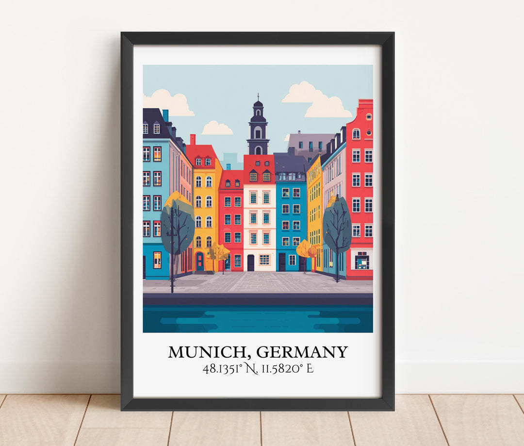 Munich Art, Munich Retro Travel Art, Munich Home Decor, Munich Gift, Munich Germany Travel Art, Travel Prints, Housewarming Gift
