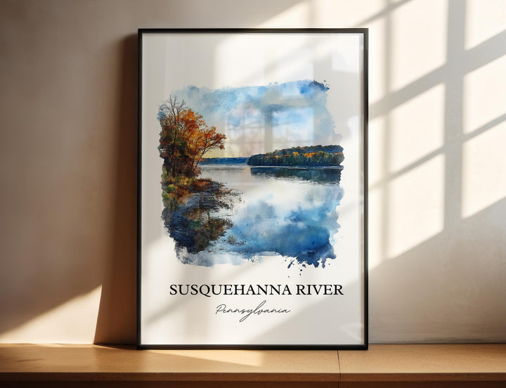 Susquehanna River Wall Art, Pennsylvania Print, PA Watercolor Art, Susquehanna River Gift, Travel Print, Travel Poster, Housewarming Gift