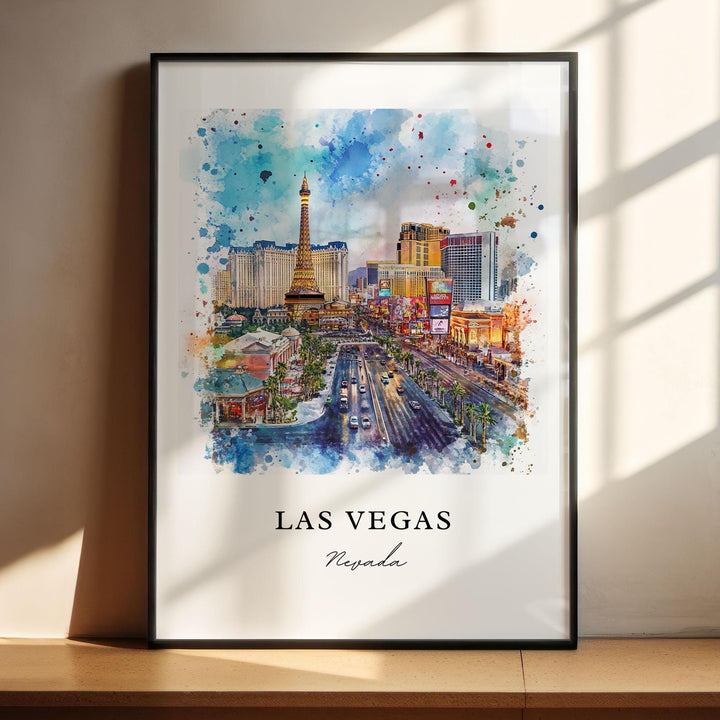 Las Vegas Wall Art, Las Vegas Print, Vegas Strip Watercolor Art, Vegas Strip Art Gift, Travel Poster, Housewarming Gift