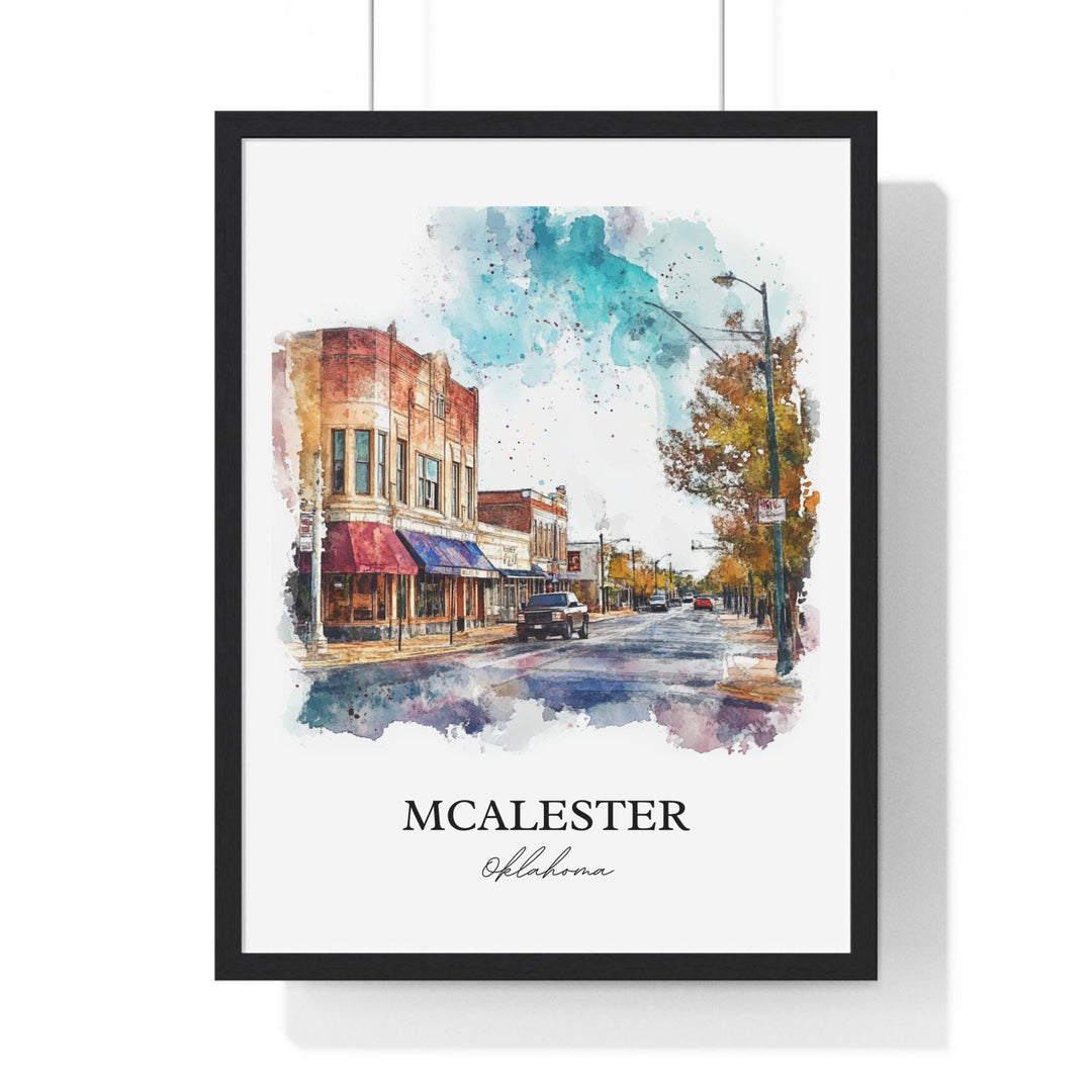 McAlester OK Wall Art, Pittsburg County OK Print, Oklahoma Watercolor Art, MCalester OK Gift, Travel Print, Travel Poster, Housewarming Gift