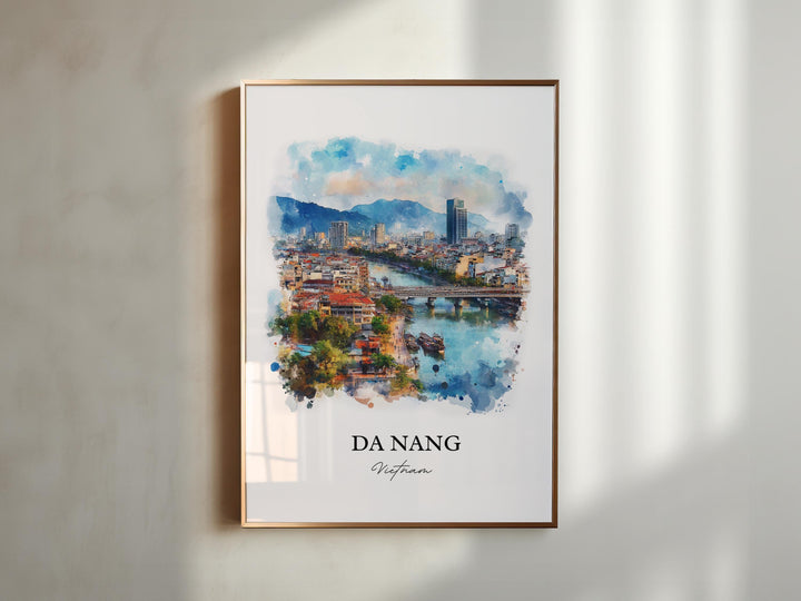 Da Nang Wall Art, Vietnam Print, Vietnam Watercolor Art, Da Nang Vietnam Gift, Travel Print, Travel Poster, Housewarming Gift
