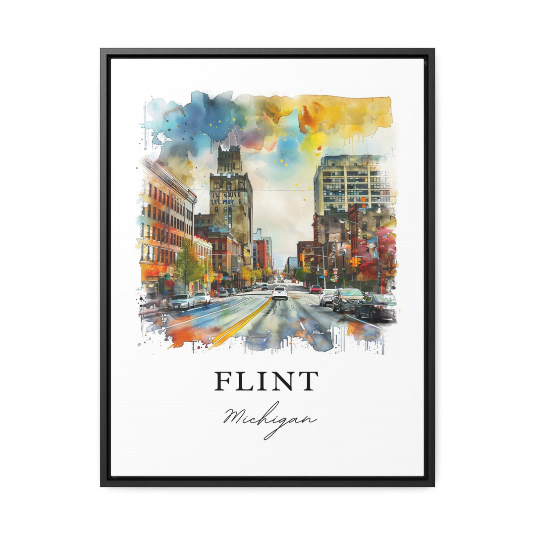 Flint Michigan Wall Art, Flint MI Print, Flint Watercolor Art, Genesee County MI Gift, Travel Poster, Housewarming Gift