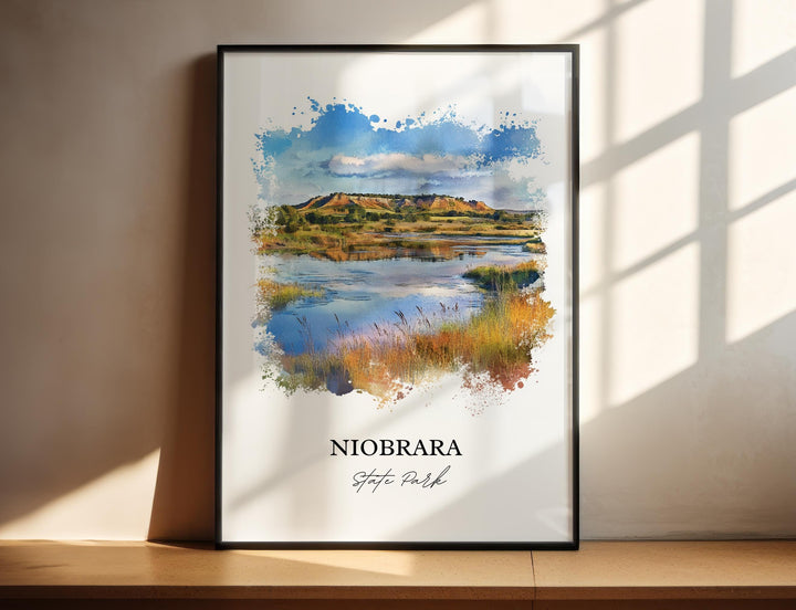 Niobrara State Park Wall Art, Knox County NE Print, Nebraska Watercolor, Niobrara Park Gift, Travel Print, Travel Poster, Housewarming Gift