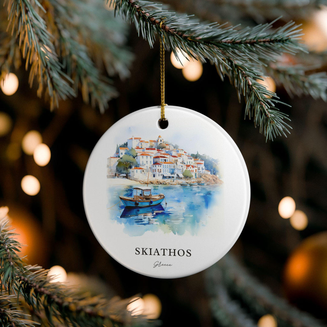Skiathos Ornament: Unique Skiathos Greece Souvenir, Greece Xmas Decor, and Authentic Skiathos Greece Gift