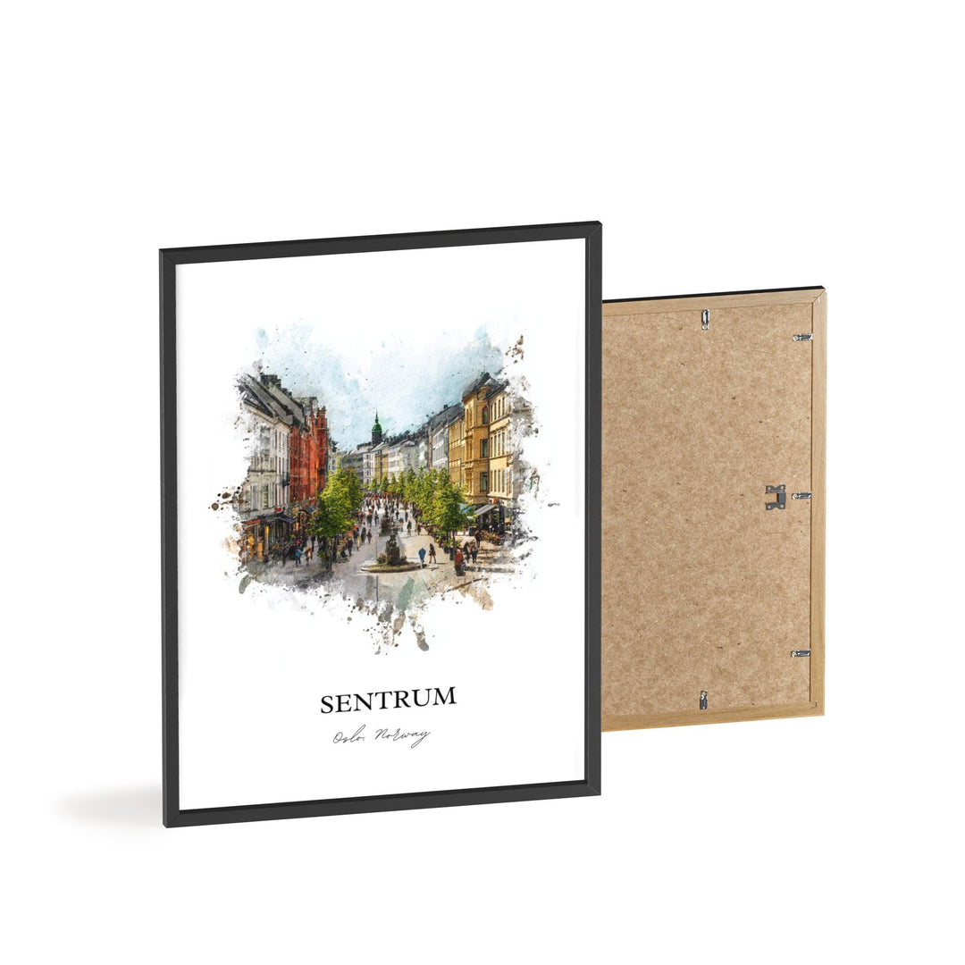 Sentrum, Norway – Watercolor Art Print