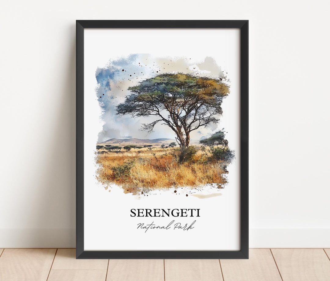 Serengeti National Park Art, Tanzania Print, Tanzania Watercolor, Serengeti National Park, Travel Print, Travel Poster, Housewarming Gift