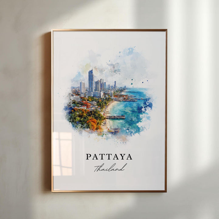 Pattaya Wall Art, Pattaya Print, Pattaya Watercolor Art, Pattaya City Thailand Gift,