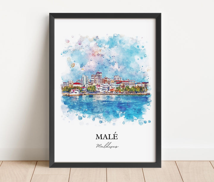 Malé Maldives Wall Art, Malé Print, Maldives Watercolor Art, Malé Maldives Gift, Travel Print, Travel Poster, Housewarming Gift