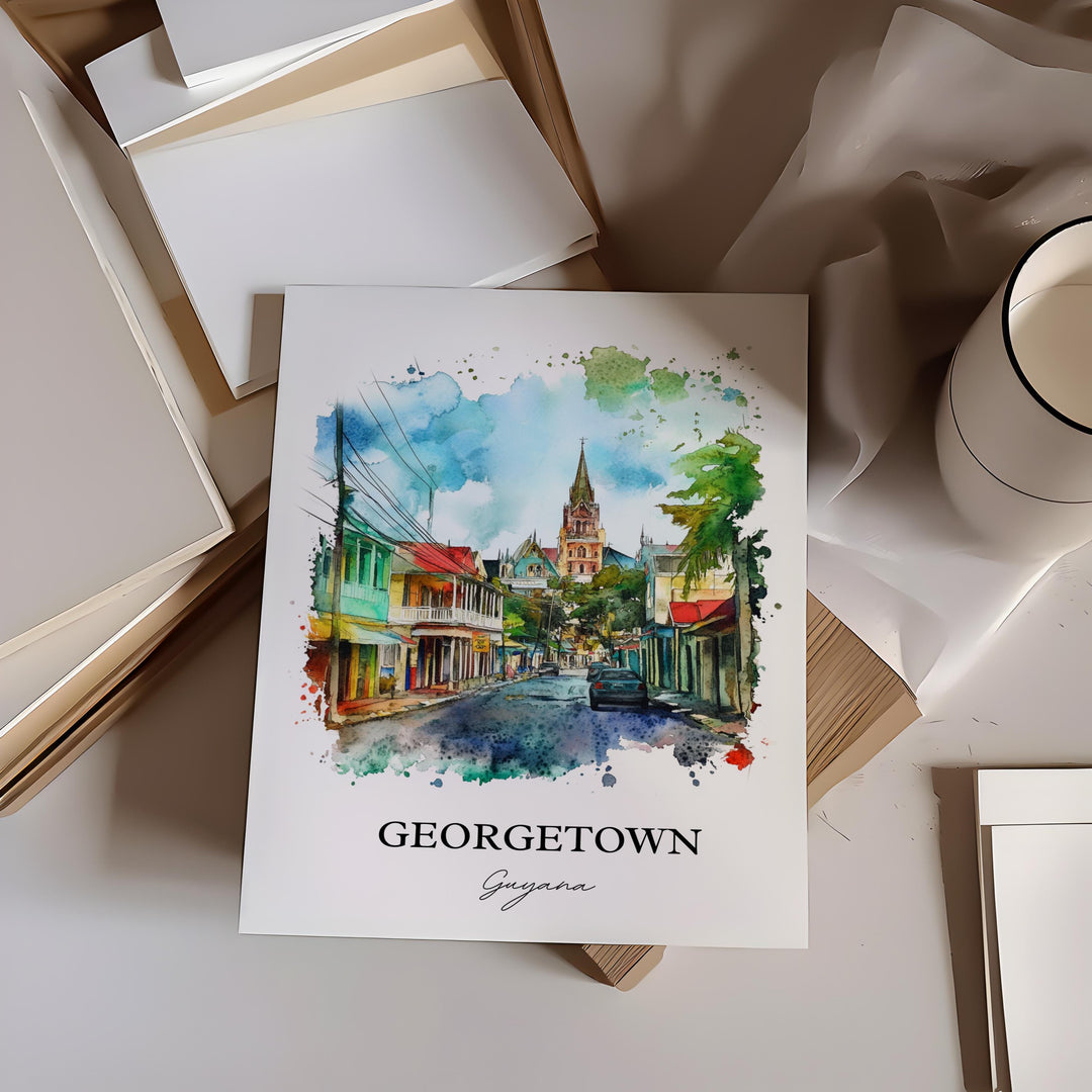 Georgetown, Guyana – Watercolor Art Print