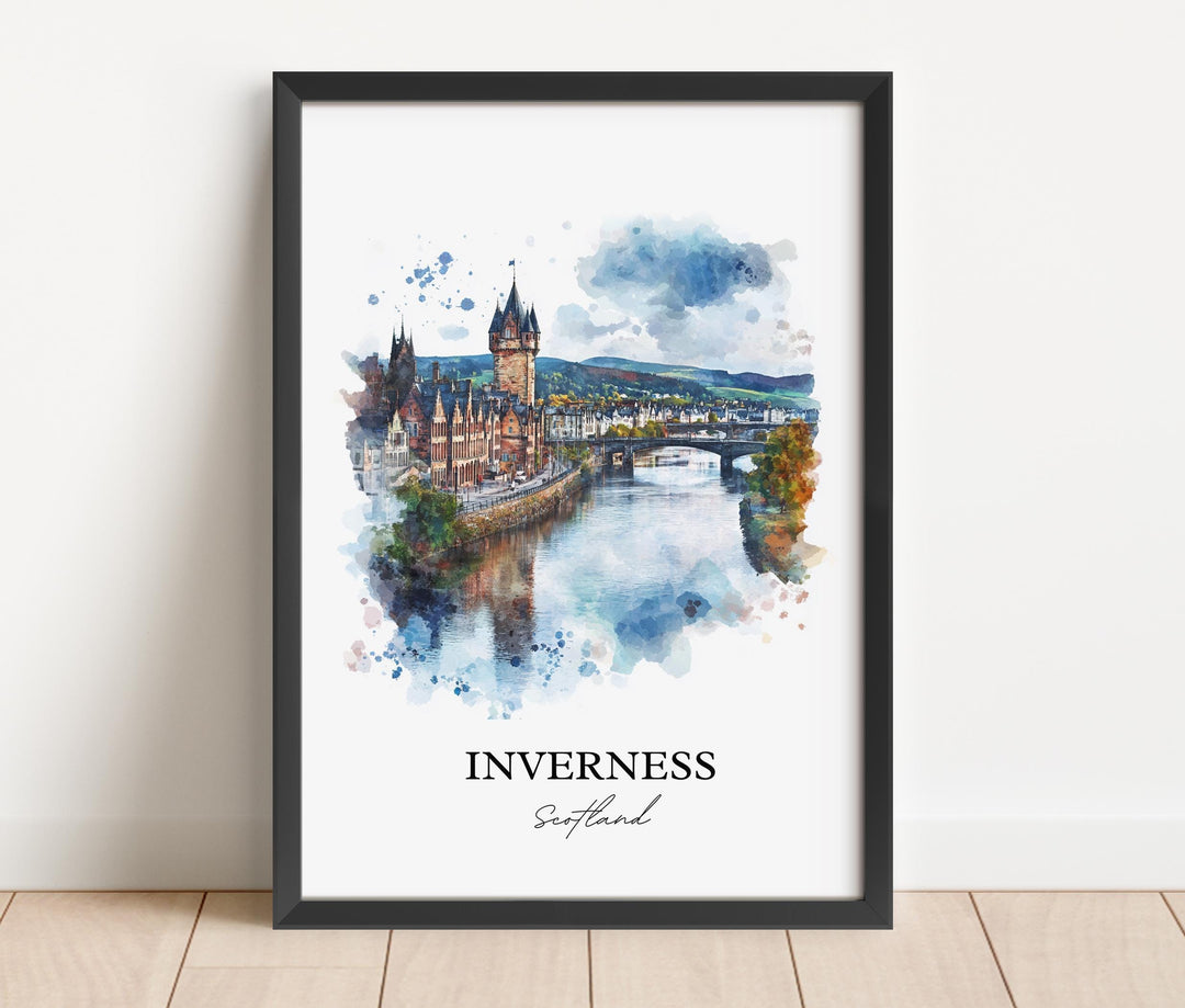 Inverness Wall Art, Scottish Highlands Print, Scotland Watercolor, Inverness Scotland Gift, Travel Print, Travel Poster, Housewarming Gift
